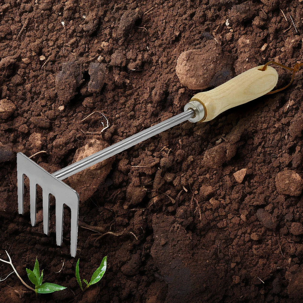 High Quality 5-Tine Steel Garden Bow Rake Hand Cultivator for Weeding and Soil Loosening