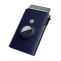 Free Custom Logo Slim Leather Card Holder Premium Genuine Leather Minimalist Wallet With Tracker