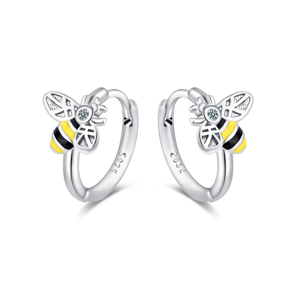 Factory Wholesale 925 Sterling Silver Geometric Bee Hoop Earrings for Women Animal Fashion Jewelry 2023