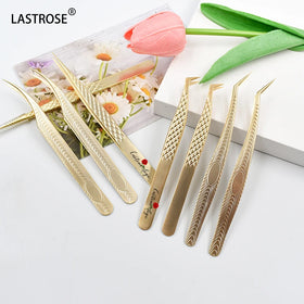 Private Label 45 90 Degree L-Shape Fiber Tip Tweezers for Eyelash Extensions Volume Lash Extension Tools