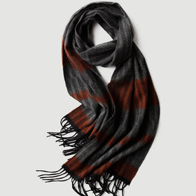 Factory Wholesale Customized Men's Cashmere Blended Scarf Wool Striped Plaid Men's Warm Inner Mongolia Cashmere Scarf
