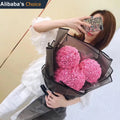 PE Preserved Rose Bear Wedding Real Touch Artificial Foam Flower Rose Mickey Bouquet for Romantic Valentine's Day Girlfriend