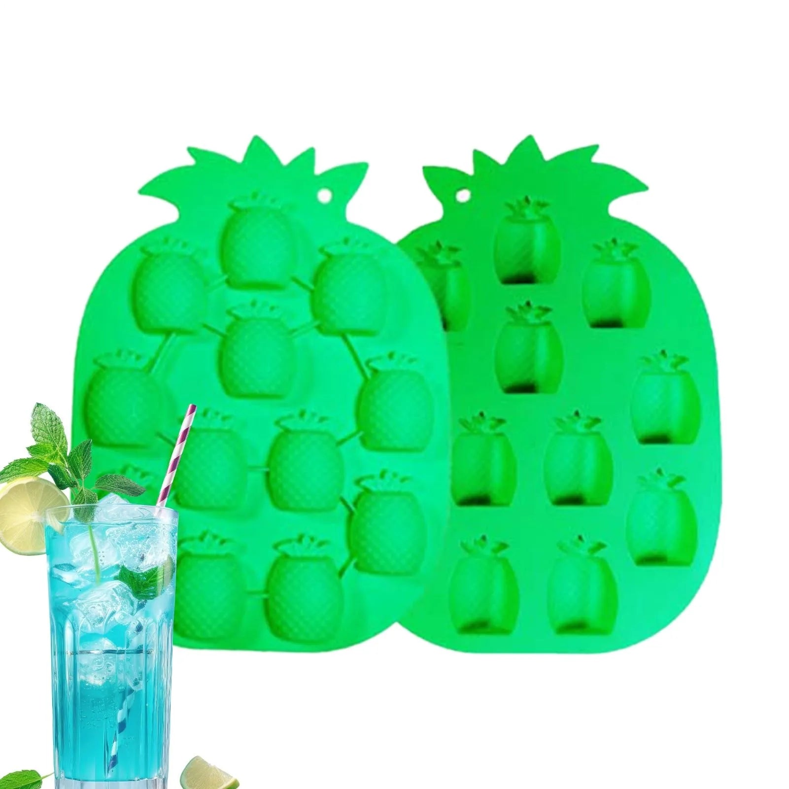 12 Cavity Pineapple Shape Silicone Ice Tray Tropical Fruit Ice Mold for Cocktail Party Summer Drink BPA Free Easy Release
