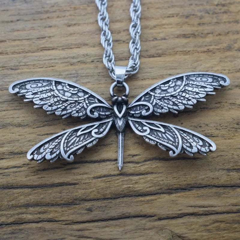 Goth Insect Classic Zinc Alloy Link Chain Dragonfly Necklace-Women's Gift for Wedding & Party