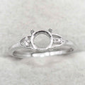 Sterling Silver 6*6mm Semi Mount Ring Empty Frame Blank Support Claw Setting S925 Base Holder Without Center Stone for DIY Inlay