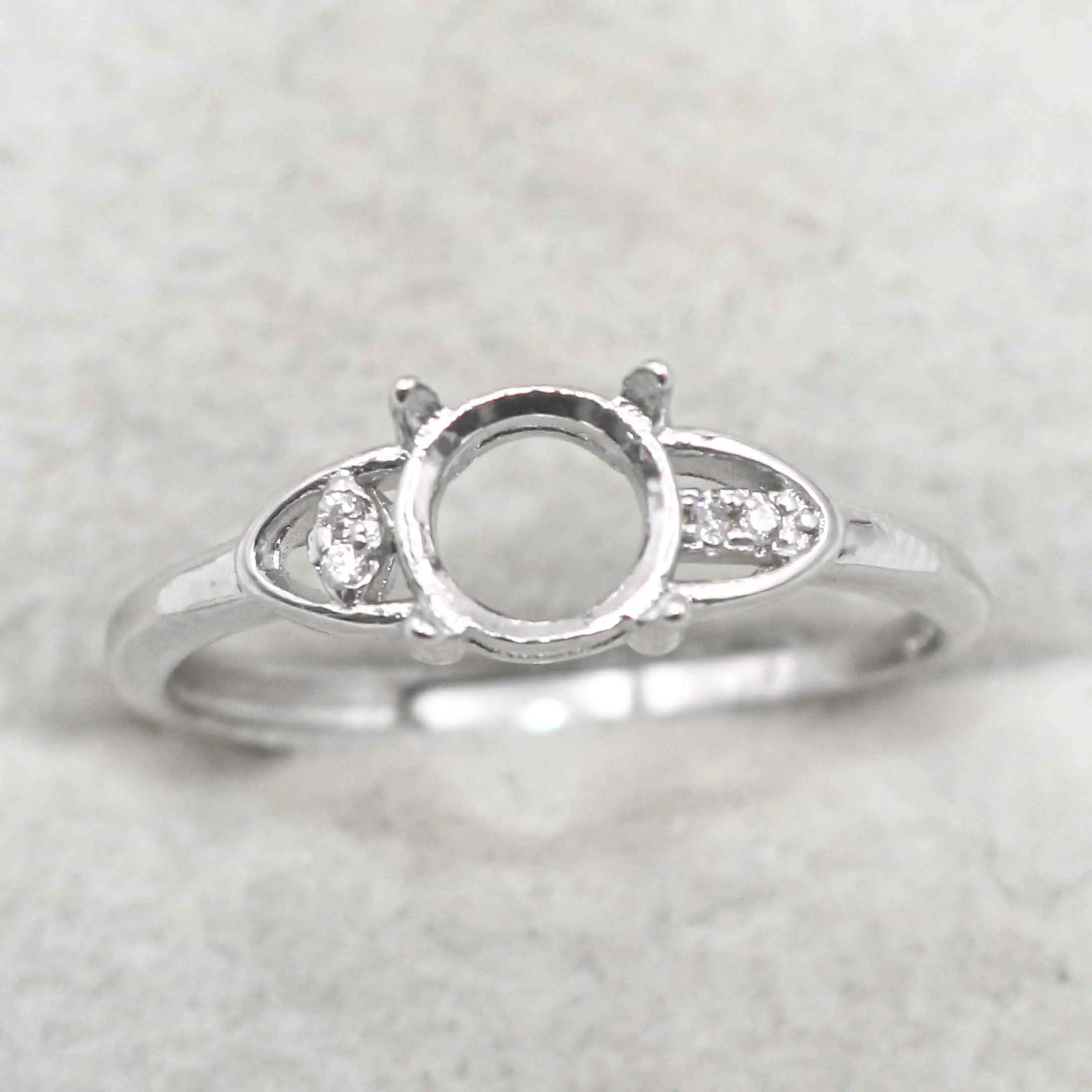 Sterling Silver 6*6mm Semi Mount Ring Empty Frame Blank Support Claw Setting S925 Base Holder Without Center Stone for DIY Inlay