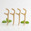 Eco-Friendly Bamboo Floss Picks Microcrystalline Wax Nylon Thread Biodegradable Plastic-Free 8cm Dental Floss Picks for Oral