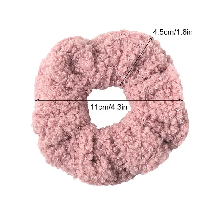 MIO Classic Women Girls Charm Solid Color Bubbles Fluffy Ponytail Holder Plush Hair Scrunchies Warm Volumizer