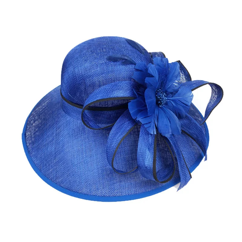 ABPF Accept Custom Women Church Wide Brim Sinamay Fabric Derby Party Bucket Bowler Hats