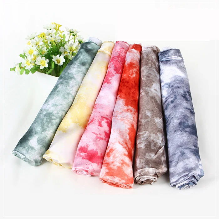 New Arrival Shiny Satin Woven Tie Dye Printed Fabric for Dress
