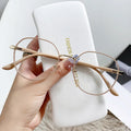 Lucky Metal Anti-Blue Light Glasses Fashion Round Frame Women Adult Round Simple Flat Light Mirror Optical Eyeglasses