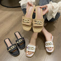 Summer New Style Slippers Fashion Square European and American Style Flat Slippers Non Slip Slippers for Women