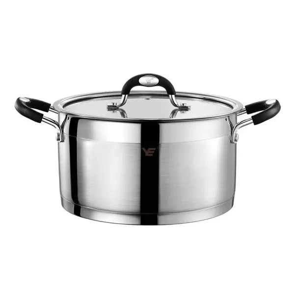 New Stock Modern Design 304 Stainless Steel Cookware 20cm 3.4L Glass Lid Cooking Pot Food Safe for Induction Soup Stocks