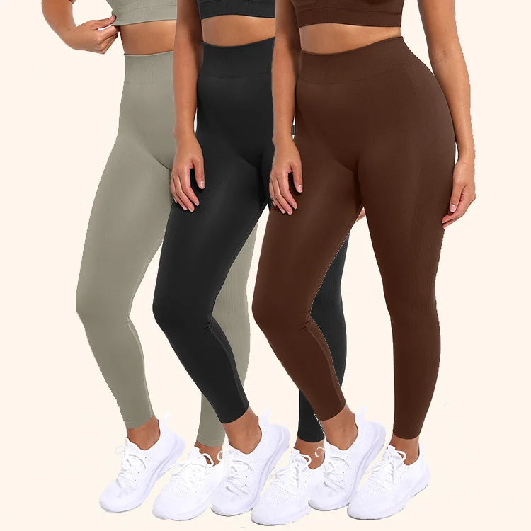 HEXIN Women's Summer High-Waisted Yoga Pants Solid Tummy Control Body Shaping Leggings for Workout Fitness Fashionable Leggings