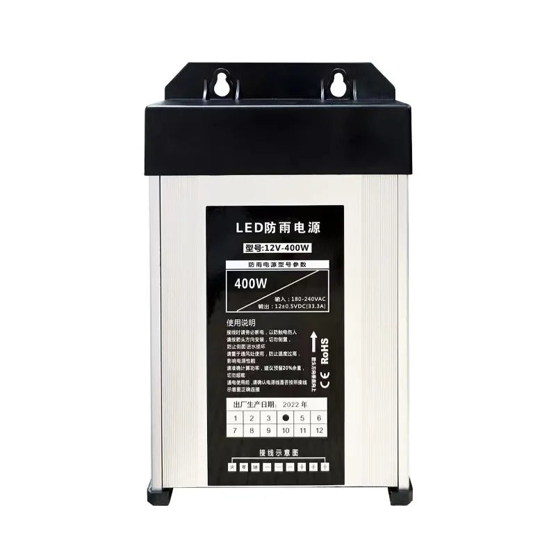 LED Luminous Character Waterproof 12V 24V Switching Power Supply Outdoor Advertising Sign 12V400W Transformer for LED Lighting