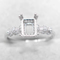 Sterling Silver 6*8mm Semi Mount Ring Square Shape Empty Frame Blank Claws Setting S925 Base Without Center Stone for Inlay DIY