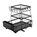 Adjustable Double Tier Metal Non-Folding Standing Kitchen Dish Drying Rack Eco-Friendly Removable Utensil Holder Dish Drainer