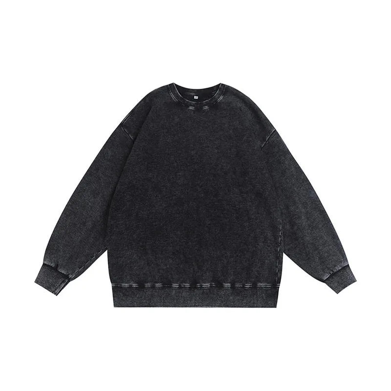Men Sweatshirts Thickness Terry Material Pullover Style Oversized Fit Long Sleeves Custom logo Washed Sweatshirt