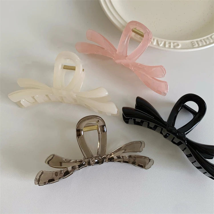 Fashion Large 13 cm Women Plastic Hairpin Wholesale Girls Hair Claw Hot Sale Vintage Bowknot Hair Accessories Wasai Ws6244dw-130