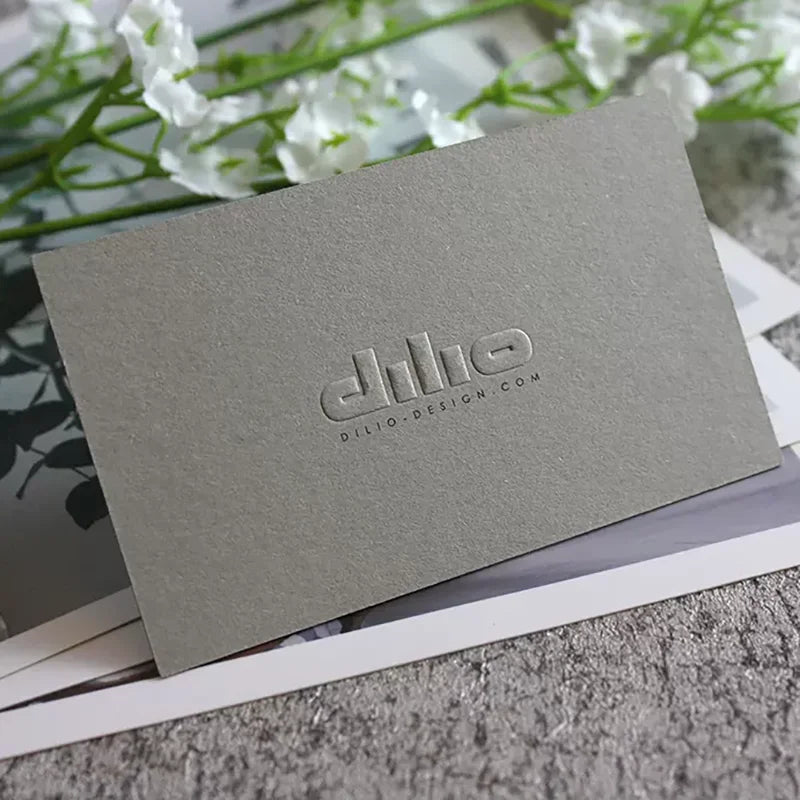 Customized Grey Texture Paper Embossed Business Card Personalized logo Printing Jewelry Gift Insert Card Luxury Thank You Cards