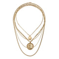 New Punk Multi Layers Chains Metal Coin Pendant Necklace Charms Plated Statement Chokers for Women Gift Fashion Jewelry