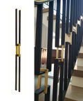 Modern Luxury Wrought Iron and Brass Stair Baluster & Railing System with Sand Blasted Anti-Rust Oil Finish Customizable Height