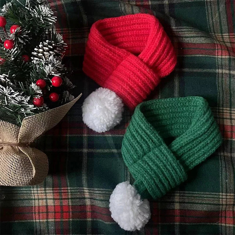 Winter Pet Dog Cat Neck Scarf Knitted Dog Scarves Warm Wool Cat Puppy Teddy Christmas Decoration Bib Scarf