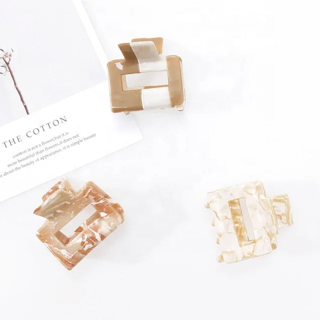 Wholesale Girls Spring Elegant Geometric Jaw Rectangle High Quality Acetate Small Hair Claw Clip