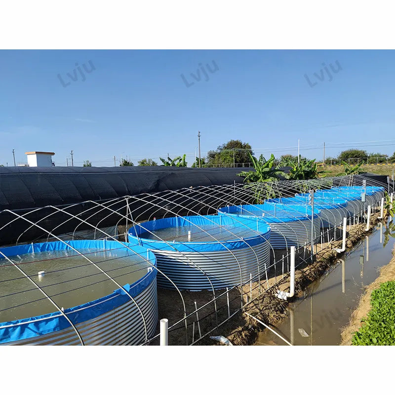 Lvju 28000 Liter Aquaculture Fish Pond Liners Diameter 5m X Height 1.45m Biofloc Aquaculture Tank