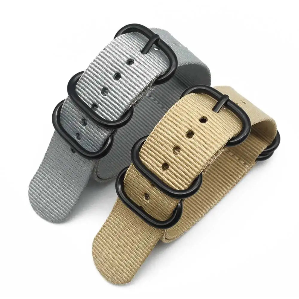 Custom Logo Watch Strap Canvas Fabric Nylon Striped Round Button Watch Band for Bracelet En Nylon