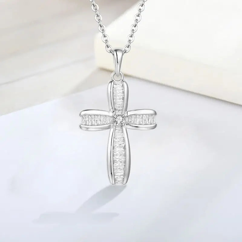 Vintage Gothic Cross Pendant Necklace 925 Sterling Silver Cool Street Style Necklace for Men Women Wholesale Neck Jewelry