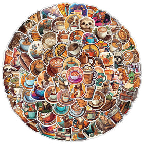 100PCS Waterproof Beverage Cute Drink Cartoon Bubble Tea Vintage Coffee Sticker