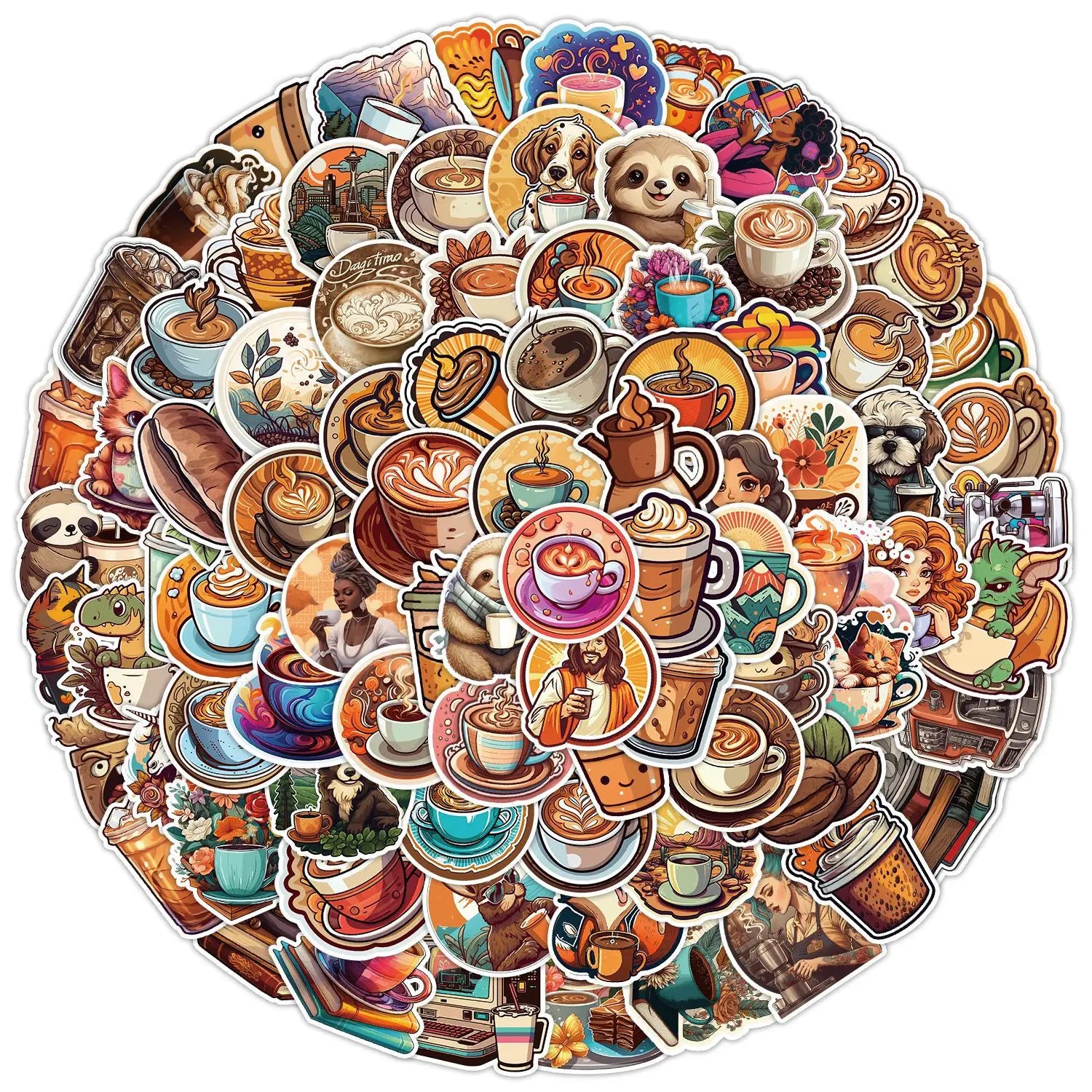 100PCS Waterproof Beverage Cute Drink Cartoon Bubble Tea Vintage Coffee Sticker