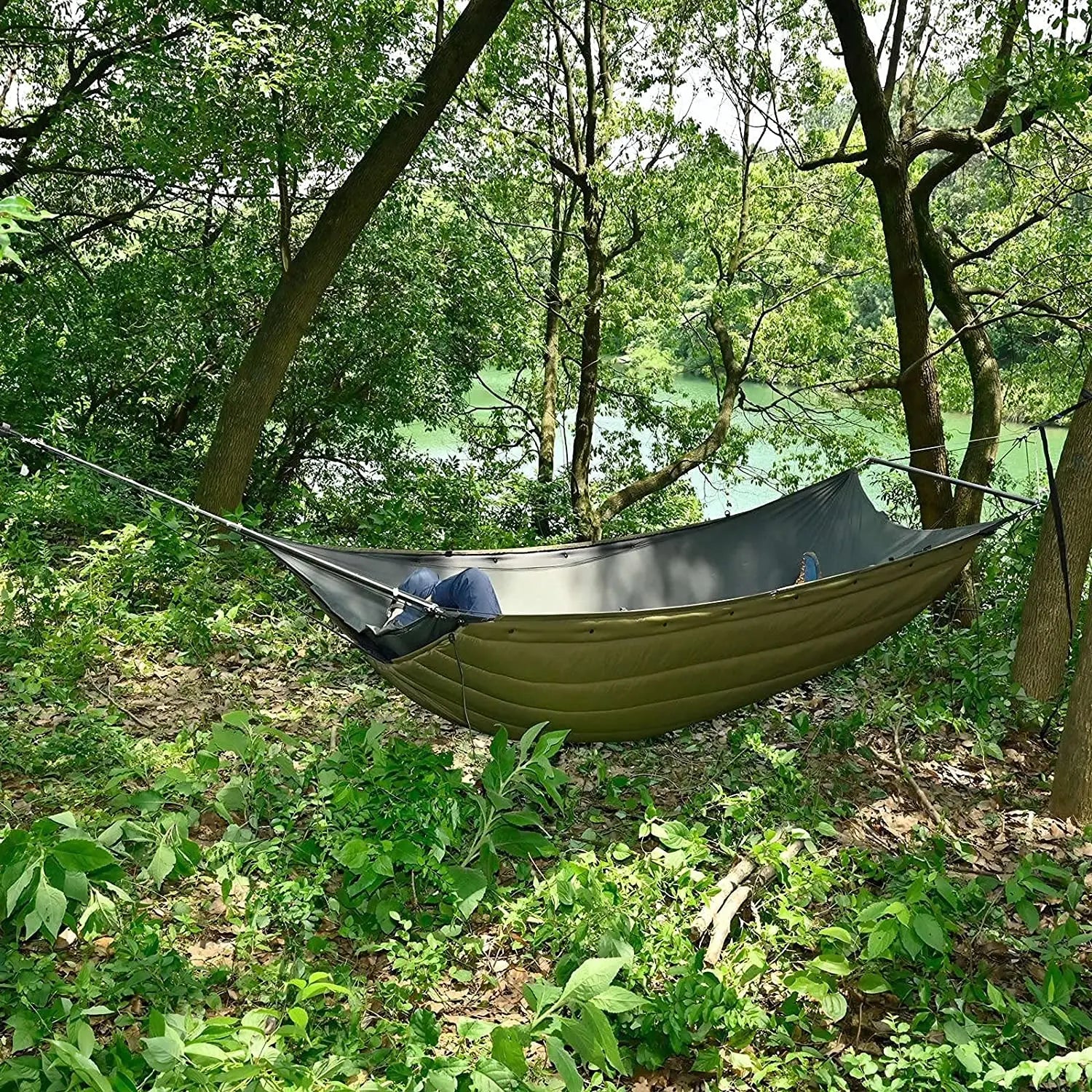 WOQI Double Hammock Camping Sleeping Bag Light Bio-based with Warm Cozy Fluffy Camping Quilt