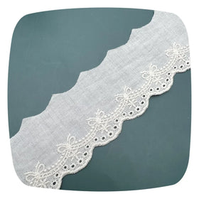 French Cotton Openwork Embroidered Lace Trim for Dress White Embroidery Fabric Knitted 100% Cotton Sustainable Zjm Embroidery
