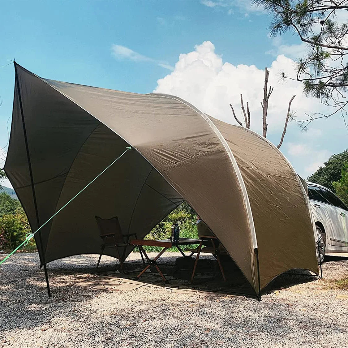 Eggshell Shape Waterproof Car Awning Auto SUV Canopy & Sun Shelter for Outdoor Camping & Beach Tent for Camper Trailer Sun Shade