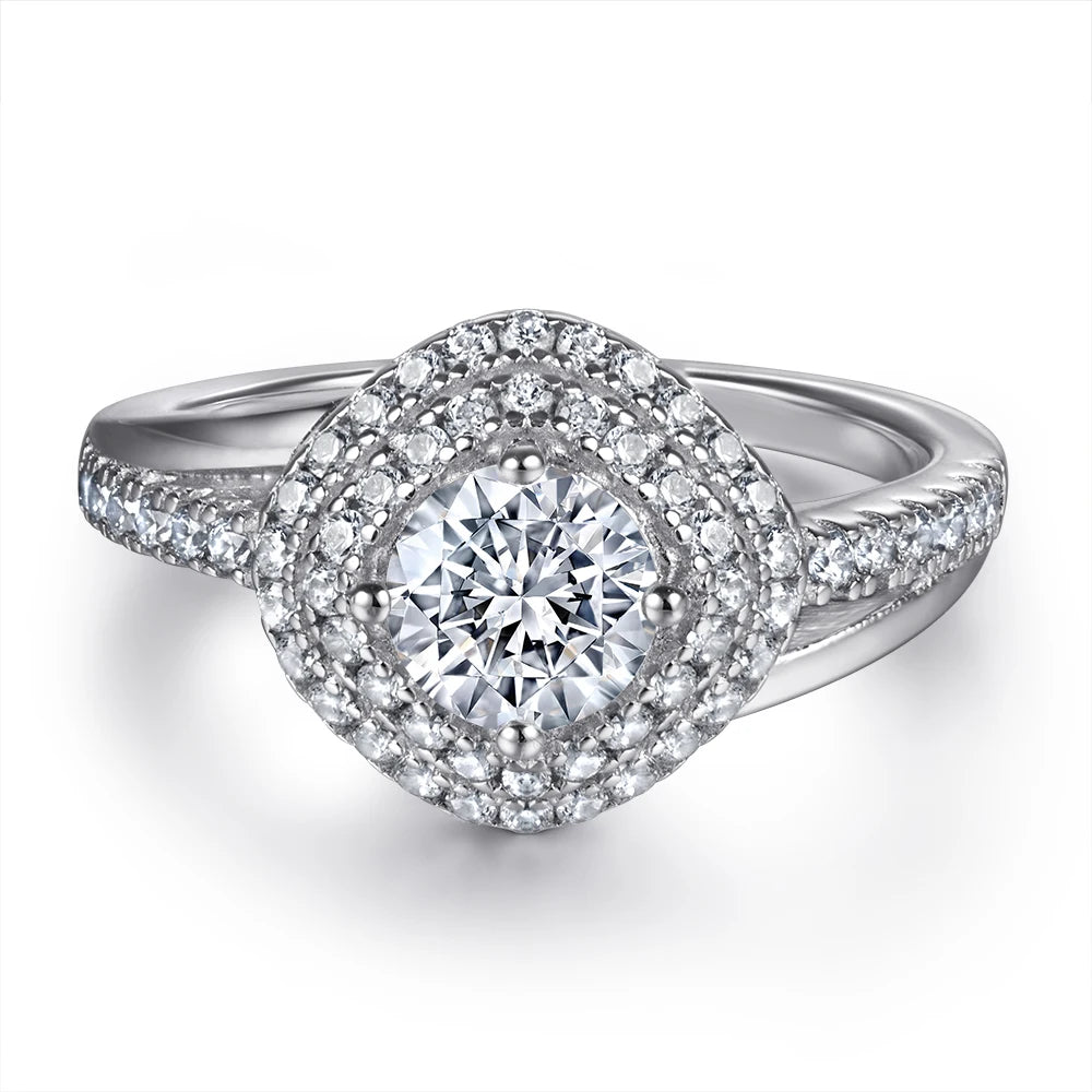 Fine Jewelry Factory Direct Supplier Sterling Silver 925 Round Brilliant Cut Rhodium Plated Zircon Ring for Women Customizable