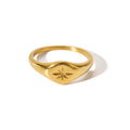 Retro Stainless Steel 18K PVD Gold Plating Heart Shape Stars High Polishing Finger Rings Jewelry Women