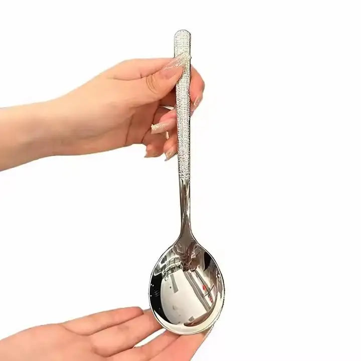 High Quality 304 Stainless Steel Mirror Dinner Spoon Long Handle Soup Spoon Dishwasher Safe Metal Classic Household Tableware
