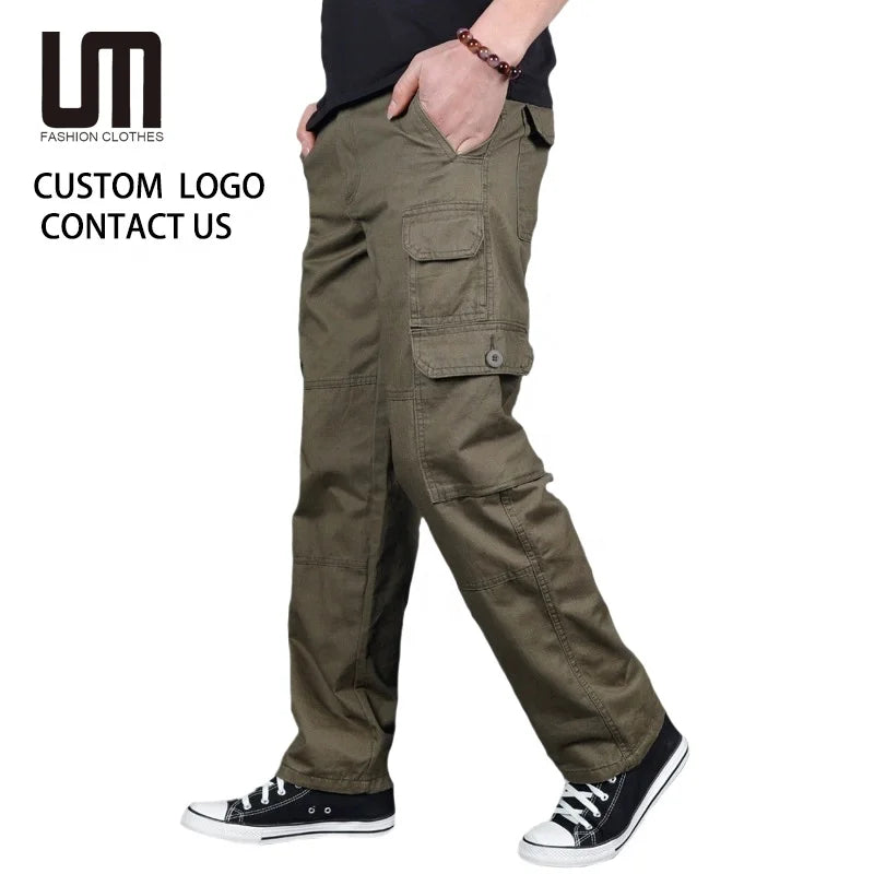 Liu Ming Hot Selling Wholesale Men s Casual Multi Pockets Pants Outwear Slim Straight Long Trousers
