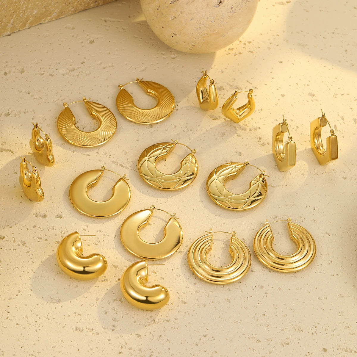 Newest Gold Earrings Jewelry for Women Mixed Bulk Fashion Stainless Steel Pvd Earrings Designs Set