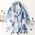 Newest Summer Women Swimming Wraps Oversized Printed Shawl Scarves Blue White Flower Printed Soft Cotton Voile Beach Cover Scarf