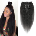 Kinky Straight Brazilian Remy Human Hair Extensions for Women 8pcs 120g/set Full Head Double Drawn Yaki Straight Hair Extensions