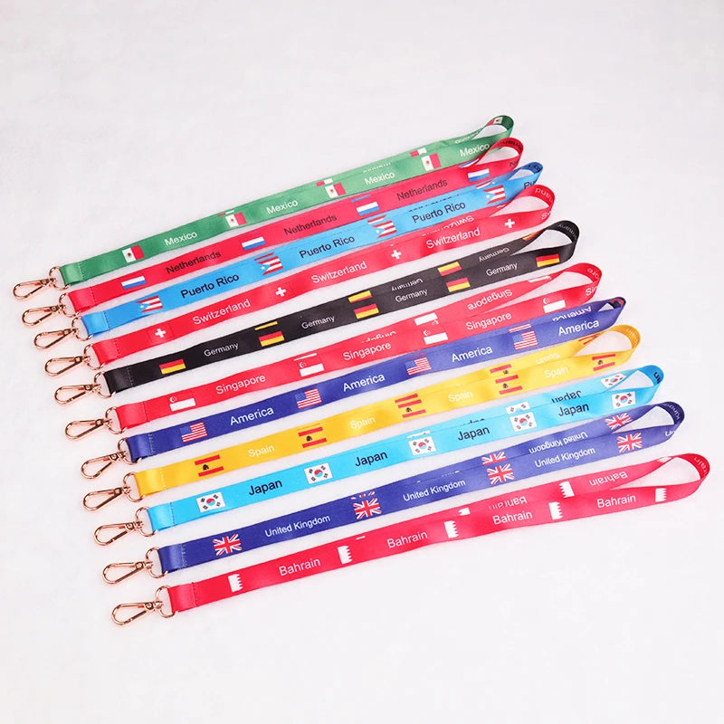Wholesale Custom Sublimation Printed Flat Polyester Lanyard Keychain Various Colors Fashionable Fashion Accessory