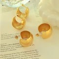 Fashion women 10k 14k 18k gold plated stainless steel chunky bling hoop luxury jewelry cc earrings