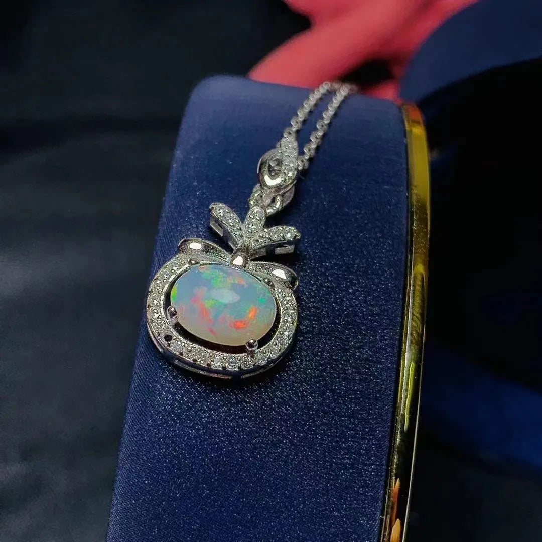 New Arrival Custom Logo Natural Opal Necklace Gold Plated Factory Supply at Competitive Price