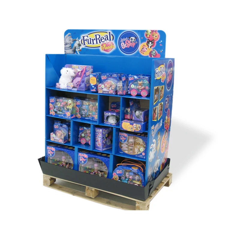 YIZE DISPLAY Custom Logo Retail Pallet POS Floor Corrugated Cardboard Display Stand ISO9001 Certification 4C CMYK Offset