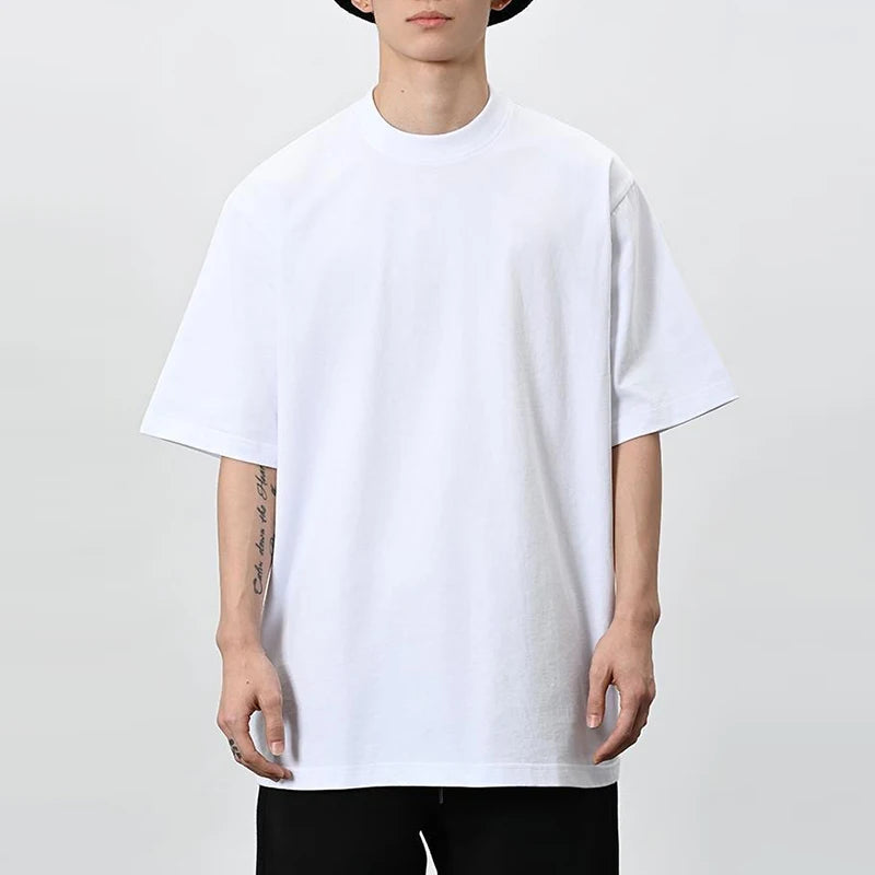 Custom Men's Heavyweight Crew Neck Oversized T-Shirts 100% Cotton Streetwear Blank Short Sleeve Tshirts