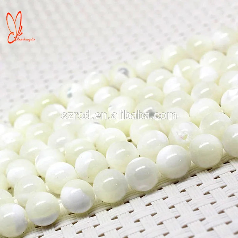 Gemstone Mother of Pearl White Shell Strand Beads for Jewelry Making