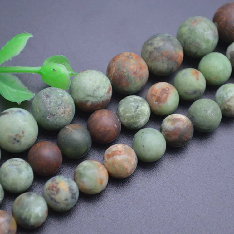 Natural Gemstone 8mm 10mm Matte Green African Opal Stone Beads